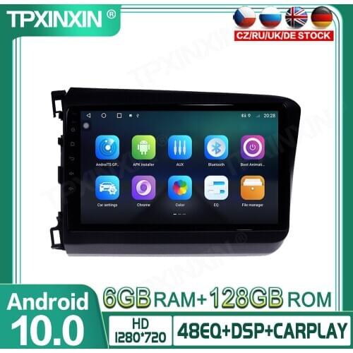 6+128G Android 10 For Honda Civic 2011-2015 Car Multimedia Player GPS Navigation Head Unit Auto Radio Audio Stereo Tape Recorder