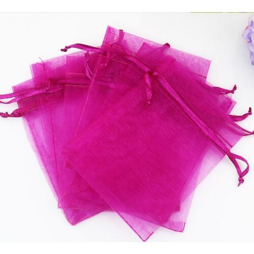 Free Shipping 200pcs/lot Hot Pink Organza Bag 20x30cm Large Wedding Drawstring Gift Bags Favor Organza Pouches Packaging Bag