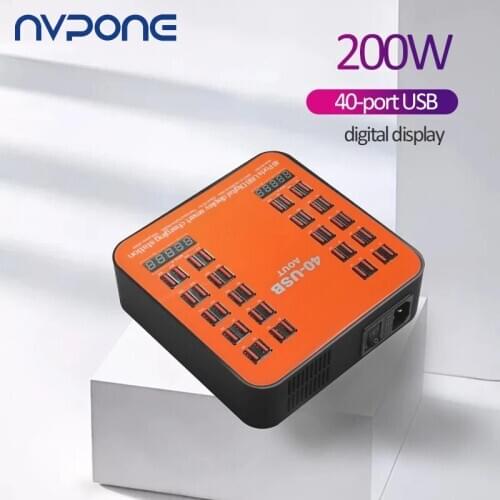 40 Port USB Charger Fast Charging Station For iPhone 11 XS XR Samsung S8 S9 with LCD Digital Display Wall Travel Cargador Movil