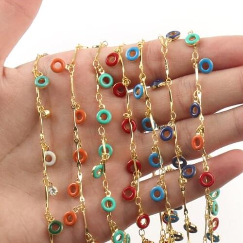 1 Meter Gold Wire Wrapped Rosary Chain Hollow Round Stainless Steel Chains for Bracelets Anklet Making DIY Jewelry Findings