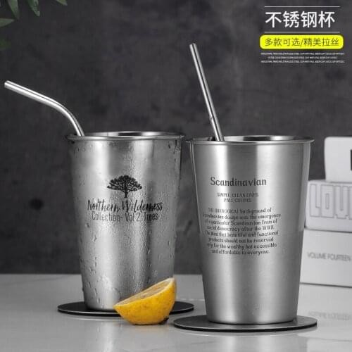 Stainless steel cup with ice beer glass juice cup shatter-resistant cup cold drink glass bar wine glass