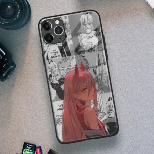 Chainsaw Man Power Manga Anime Soft TPU Glass Phone Case for IPhone SE 6s 7 8 Plus X Xr Xs 11 12 Mini Pro Max Samsung Redmi
