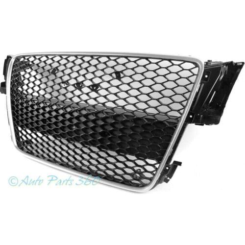 FOR AUDI A5/S5 B8 8T 2008 2009 2010 2011 2012 HONEYCOMB SPORT EURO RS5 HEX GRILLE BLACK/SILVER TRIM