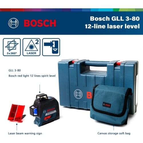 Bosch GLL3-80 12-Line Level Meter Infrared Wall Sticking Instrument Marking Instrument High-Precision Automatic Leveling Line