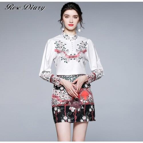 RoseDiary Summer Two Piece Set Women Fashion Patchwork Scarf Shirt Top + Chiffon Print Elastic Waist Shorts Set Two Pieces Suit