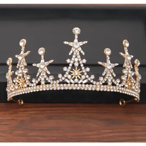 Bride Crown Golden Crown Bridesmaid Wedding Accessories Head Wear Pearl Rhinestone Golden Hair Jewelry Festival