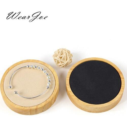 Solid Wood Circle Disc Pendant Jewelry Display Presentation Pad Round Stand Holder Ring Earrings Bracelet Jade Article Organizer