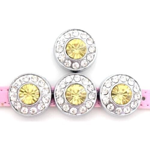 5PCS 10mm Crystal Round Slide Charms Flat Beads DIY Accessories Handmade Bracelets Belt Strips Pet Name Collar