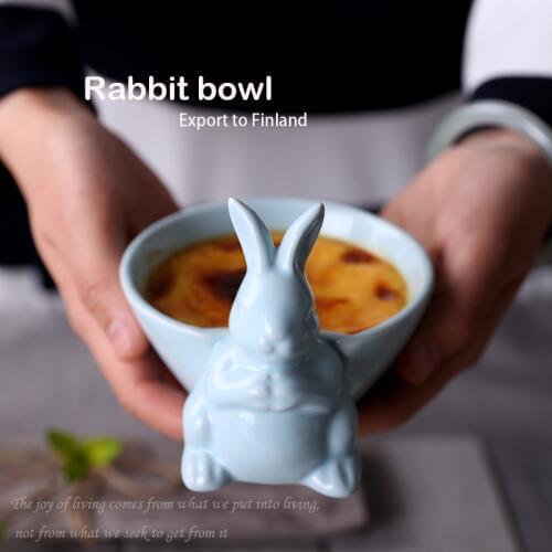 Bowl utensils for kitchen home garden instant noodles 150ml ramen bowl rabbit ceramic bowl childrens salad bowl fruit bowl