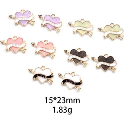 20pcs DIY Fashion Charms Gift Enamels Cupid Love Arrow Alloy Pendant Making Hair Bracelet Necklace Earrings Jewelry Accessories