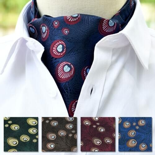 Mens Suits Shirts Business Formal Wear Scarves Yarn-dyed Jacquard Bib Trendy Polyester Silk Retro Scarves Cravat Men Gifts