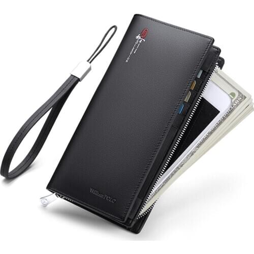 High-end brand new leather wallet mens detachable wristband multi-function large-capacity card holder business all-match clutch