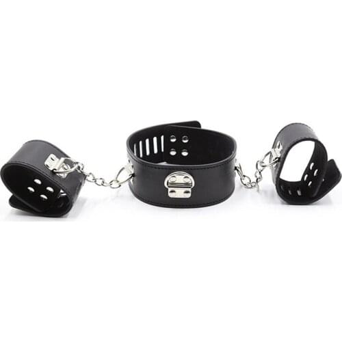 Adult Bdsm Sex Handcuffs with Neck Sleeve Fetish Bondage Kit Slave Punishment Flirt Games Accessories for Women Couples 18
