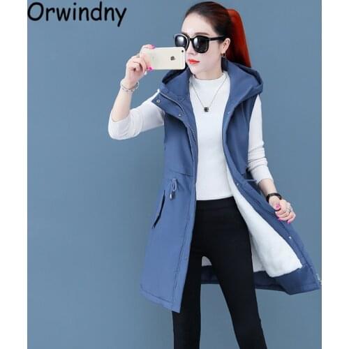 Orwindny Autumn Warm Vests Jackets Women Winter Long Waistcoat Oversized M-5XL Slim Fashion Sleeveless Parka Office Lady