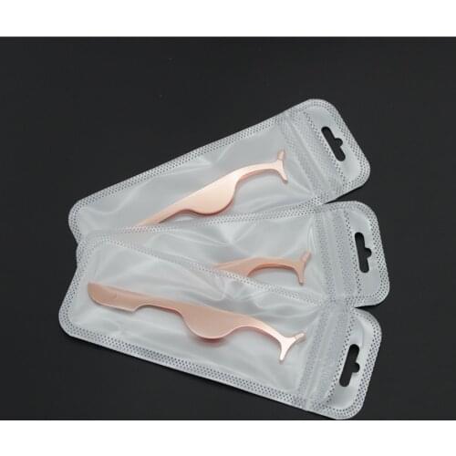 Lash Applicator Rose Gold Stainless Steel With Packaging Bags Custom Private Label Wholesale Eyelash Tweezers Bulk For Makeup