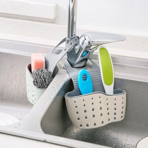 Sink Sponge Shelf Drainage Hanging Bag Bathroom Holder Kitchen Storage Suction Cup Pool Storage Shelf Kitchen Accessories