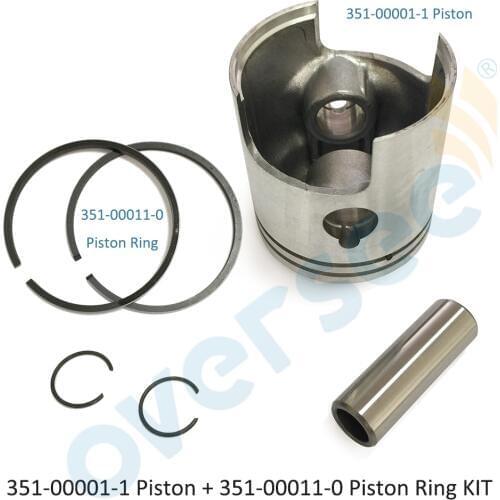 351-00001-1 piston with 351-00011-0 ring Set for Tohatsu Nissan Outboard M NS 9.9HP 15HP outboard engine boat motor