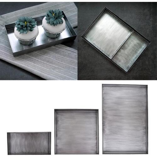 Rectangle Iron Platter Serving Tray for Breakfast Cakes Cookies Bread Fruits Vegetables Organizer and Storage