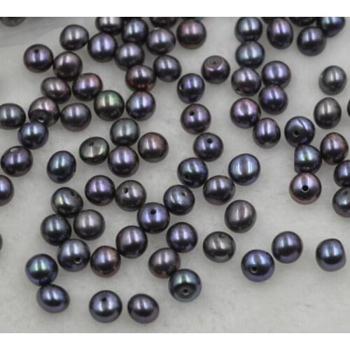 Wholesale 100 pcs button black freshwater pearl half hole drilled (Q30159-1