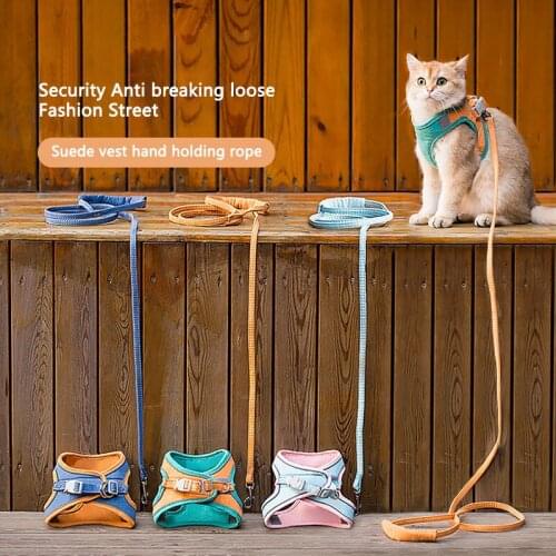 Cat Dog Adjustable Harness Vest Walking Lead Leash For Puppy Dogs Collar Polyester Mesh Harness For Small Medium Dog Cat Pet