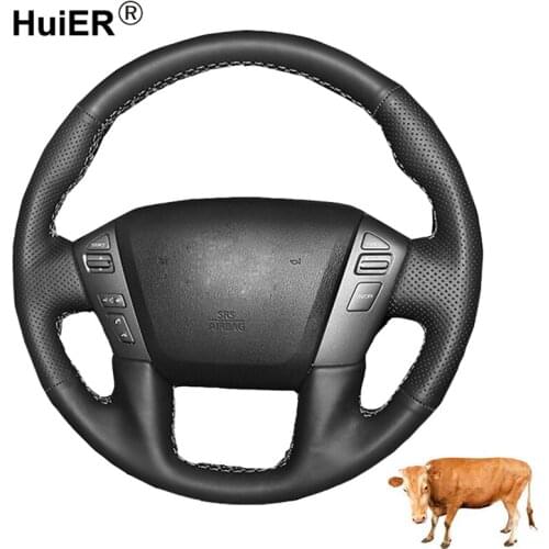 Hand Sewing Car Steering Wheel Cover Top Cow Leather For Nissan Patrol Armada NV Cargo NV Passenger (US) Titan Infiniti QX56