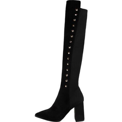 Riding boots designer luxury brand rivets bigtree shoes woman thigh high leather boots women over the knee sexy high heels 929-3