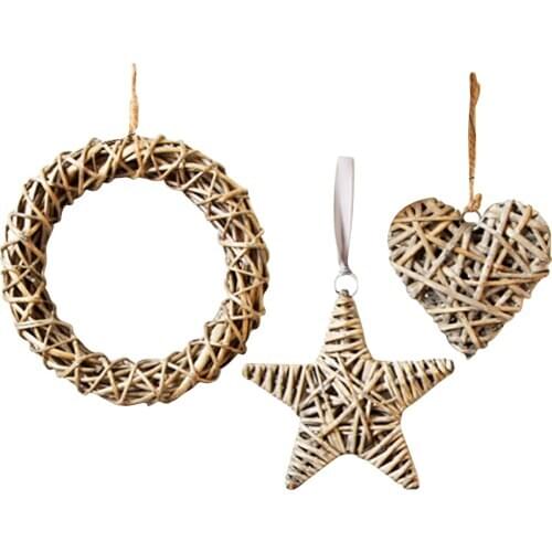 Chic Wicker Hanging Hearts Gray White Artificial Wreaths DIY Heart Wicker For Wedding Birthday Party Wall Hanging Decoration