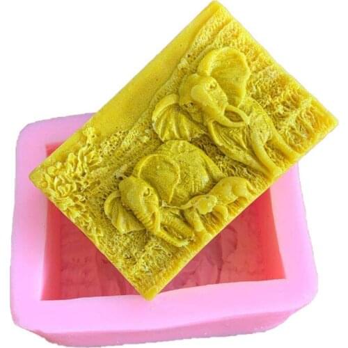 Silicone Molds Elephants, Elephant Family Craft Art Silicone Soap Mold, Craft Molds DIY Handmade Soap Molds - Soap Making Suppli