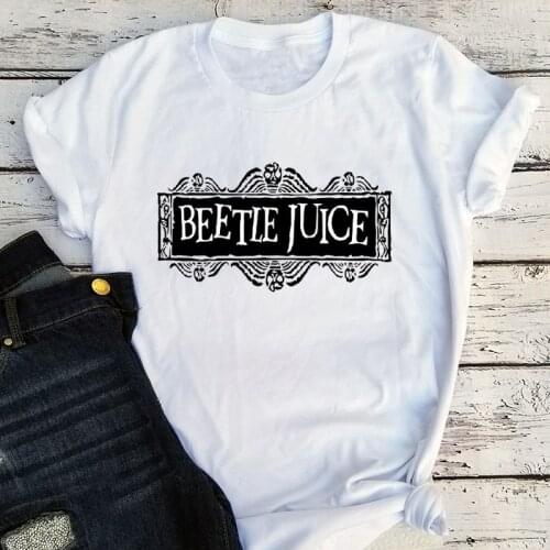 Beetlejuice Tops Harajuku Shirt Ladies Tops 2020 Halloween Horror Movie Witch Graphic Tee Vintage Womens Clothing Gothic