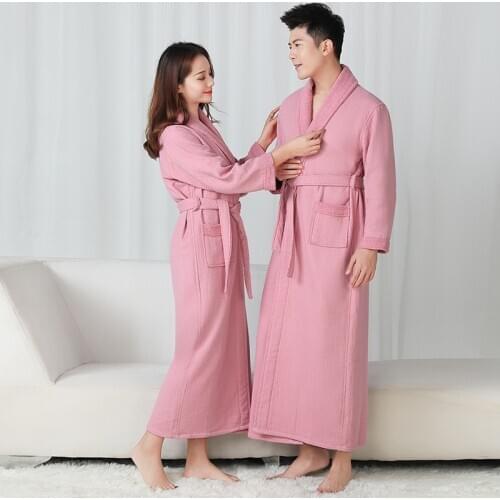 Unisex lovers Soft Bath Robe 100% Cotton Toweling Terry Robe Men And Women Nightrobe Sleepwear Male Casual Home Bathrobe