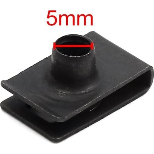 Uxcell 8Pcs 5mm Thread Dia Metal Rivets U-Type Clips Retainers Black for Car Bumper