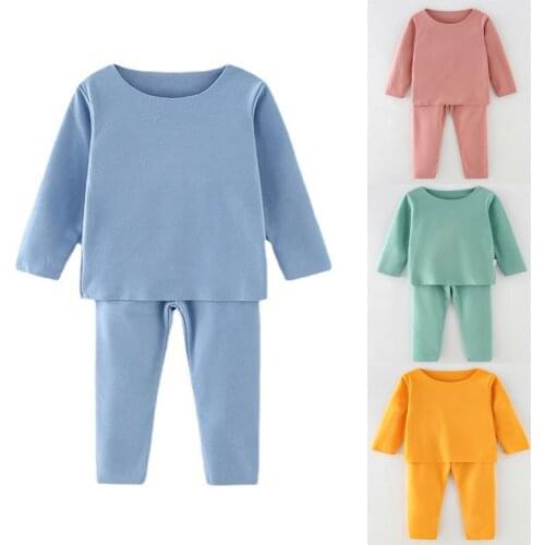 High technology Children Thermal Underwear Set Boys Girls Solid Clothes Set Casual Baby Kids Warm Underwear Suit Autumn Winter
