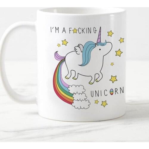 Custom Funny unicorn Porcelain white coffee Mug tea Milk cup mugs for Birthday Christmas gift