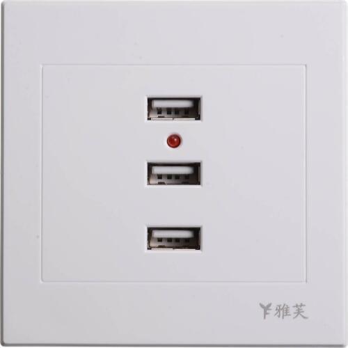 10A 3 Port USB 2.0 Wall Socket USB Wall Charger Socket Adapter 5V 10A Power Outlet Plate Panel Sockets Input AC 110-250V