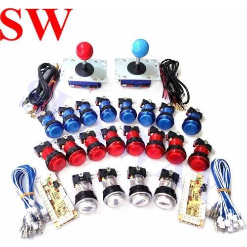 2 Player Arcade DIY kits Zippy joystick USB controller To PC Joystick with LED Illuminated Buttons for Arcade Game machine parts
