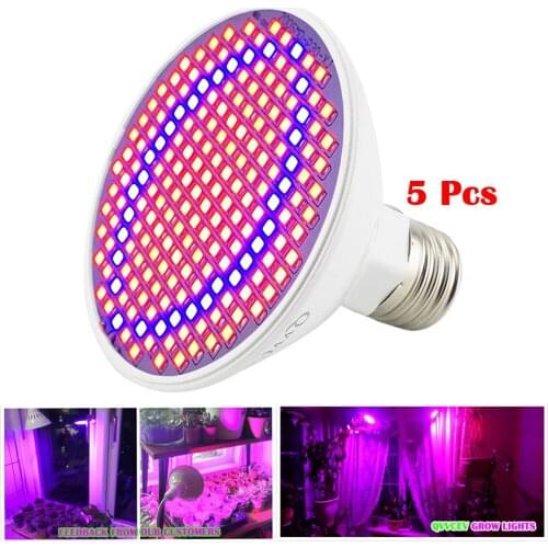 200 LED Plant Grow Light Growing Lights Bulbs E27 Lamp for Plants Hydroponics System Flower Vegetable Indoor Greenhouse