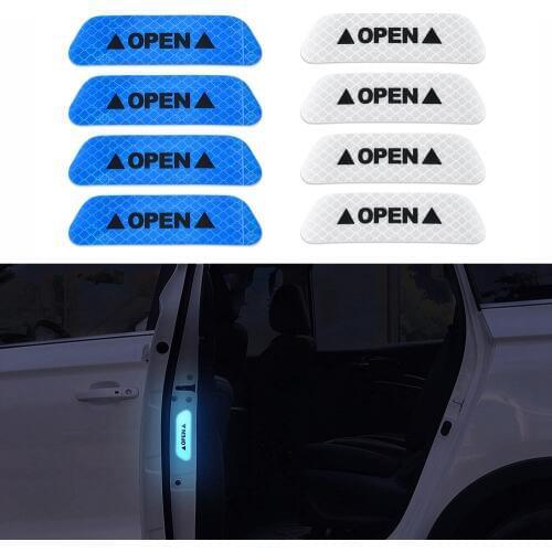 4pcs Car Door Sticker Decal Warning Tape Car Reflective Stickers Reflective Strips Car-styling 4 Colors Safety Mark Car Stickers