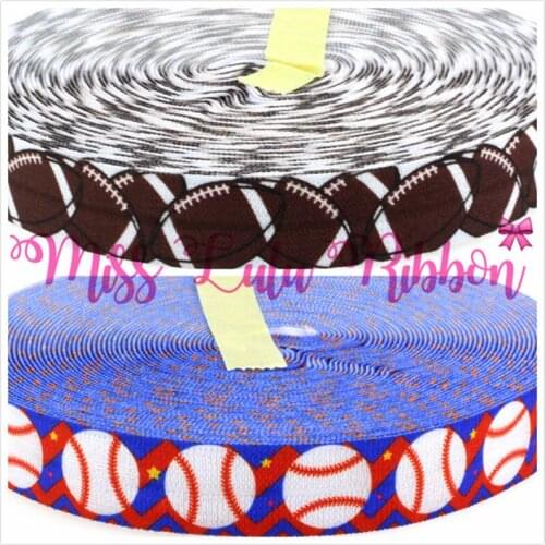 5/8" 16mm Volleyball/Football Printed Elastic Ribbon Christmas Decor Webbing DIY Hair bow/band/clip for Girls 10yards/roll