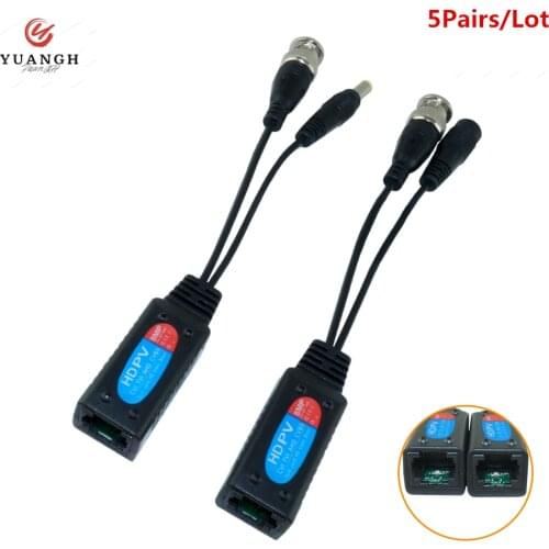 5 Pairs BNC To RJ45 Passive 8MP Video Power Balun Transceiver Connector For Video CCTV Camera
