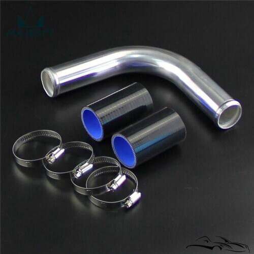90 Degree 35mm 1.38" Aluminum Turbo Pipe Piping Tube + Silicone hose Clamps Kits