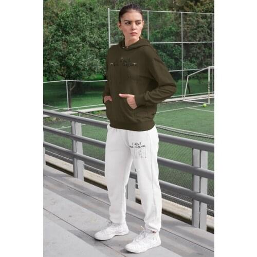 Angemiel Wear I Need Don't Fashion Women Tracksuit Set Green Hooded Sweatshirt White Sweatpants