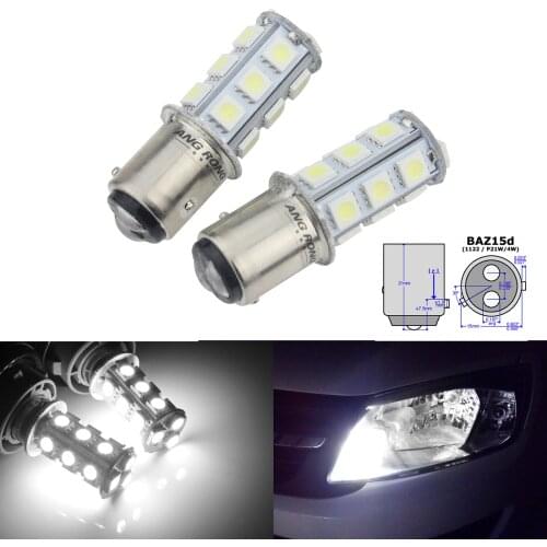ANGRONG 10x White 566 P21/4W BAZ15D 18 SMD 5050 Auto LED Car light Brake Stop Light DRL Tail Lamp 12V