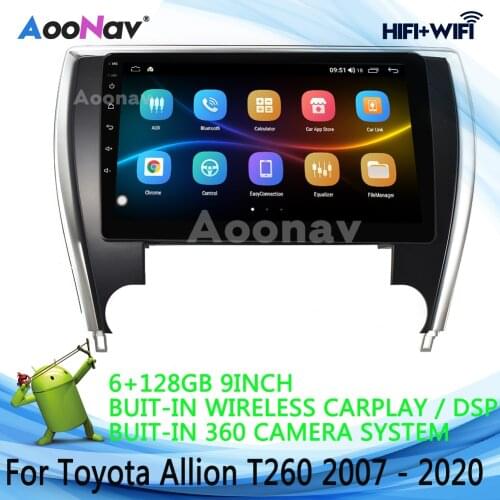 360 camera Tesla QLED Screen 128GB Car Radio For Toyota Allion T260 2007 - 2020 Stereo DVD Multimedia Player GPS Navigation