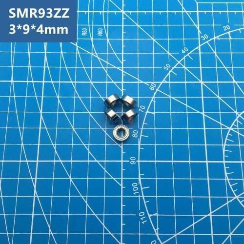 Free Shipping high quality 10pcs SMR93ZZ Bearing 3*9*4 mm Miniature SMR93 ZZ stainless steel deep groove Ball Bearings MR93Z