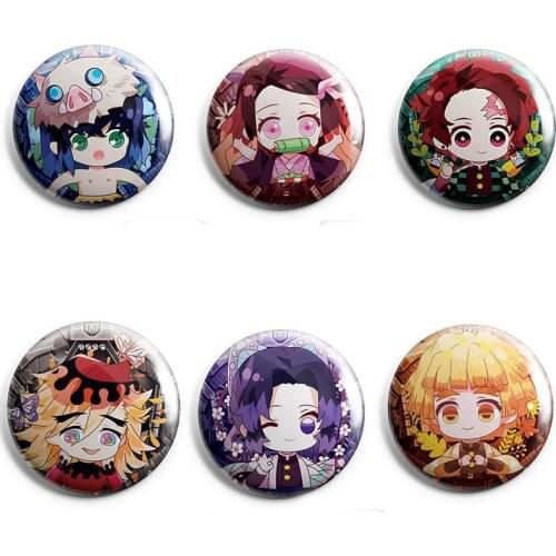 Anime Demon Slayer Brooch значки Cartoon Kimetsu No Yaiba Hashira Giyuu Lapel Pin Women Men Bag Clothes Badge Brooch