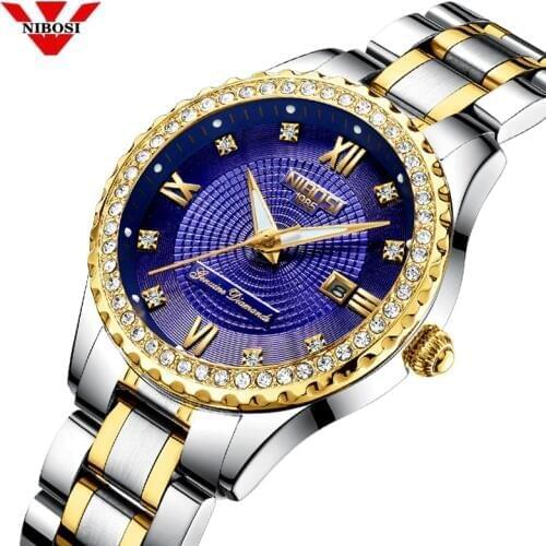 NIBOSI Watch Relogio Feminino Women Quartz Watches Top Brand Luxury Clock Waterproof Luminous Stainless steel Quartz Wristwatch