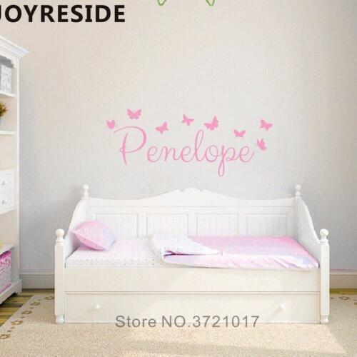Customed Girls Name Flying Butterflies Wall Decals Home Baby Girl Bedrooms Decor Art Design Wall Sticker Sweet Butterfly M159