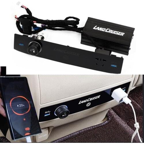 12V/220V Car SUV Charger Socket Dual USB Port Voltmeter with Rocker Switch For Toyota Land Cruiser 200 2008 2010-2018 2019 2020