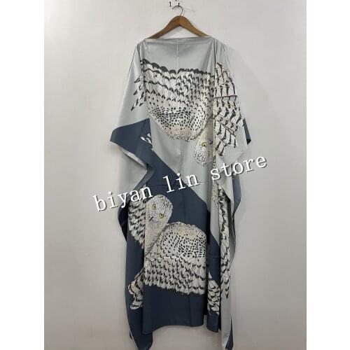 Kuwait exclusive Real Silk Dress Length:130cm Bust:130cm 2020 New Fashion Print Dashiki Women Long Dress/gown Kaftan silk dress