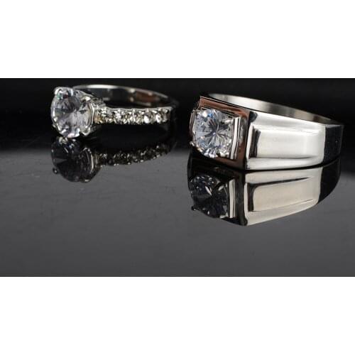 Classic AAAAA Cubic Zirconia Engagement Ring Jewelry 316L Stainless Steel Wedding Rings For Women / Man Anneau